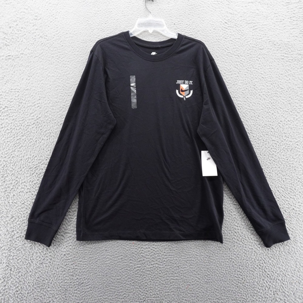 Nike Mens Long Sleeve TShirt Just Do It Black Size Large Cotton Tee NEW